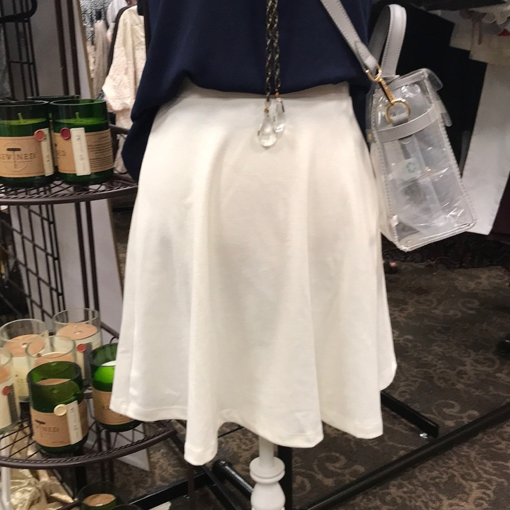 Cream Elastic Waist Skirt
